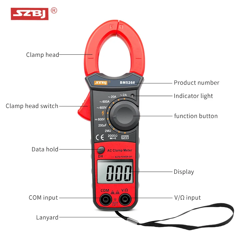 Baratos 1999 cuentas SZBJ BM5266 pinza de mano multímetro Digital CA CC voltios amperios capacitancia fase diodo Megger amperímetro probador