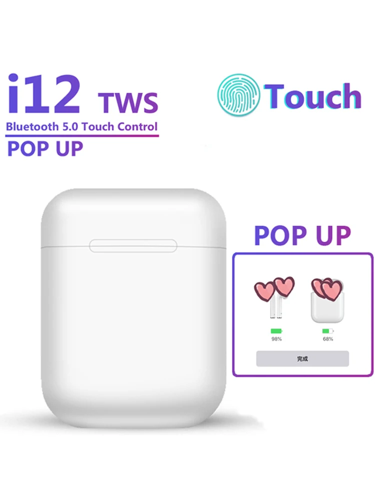 

Original i12 TWS Wireless Bluetooth 5.0 Earphone Sports Sweatproof Headphone Touch Portable Earbuds for i10 i20 tws i30 i60 i80