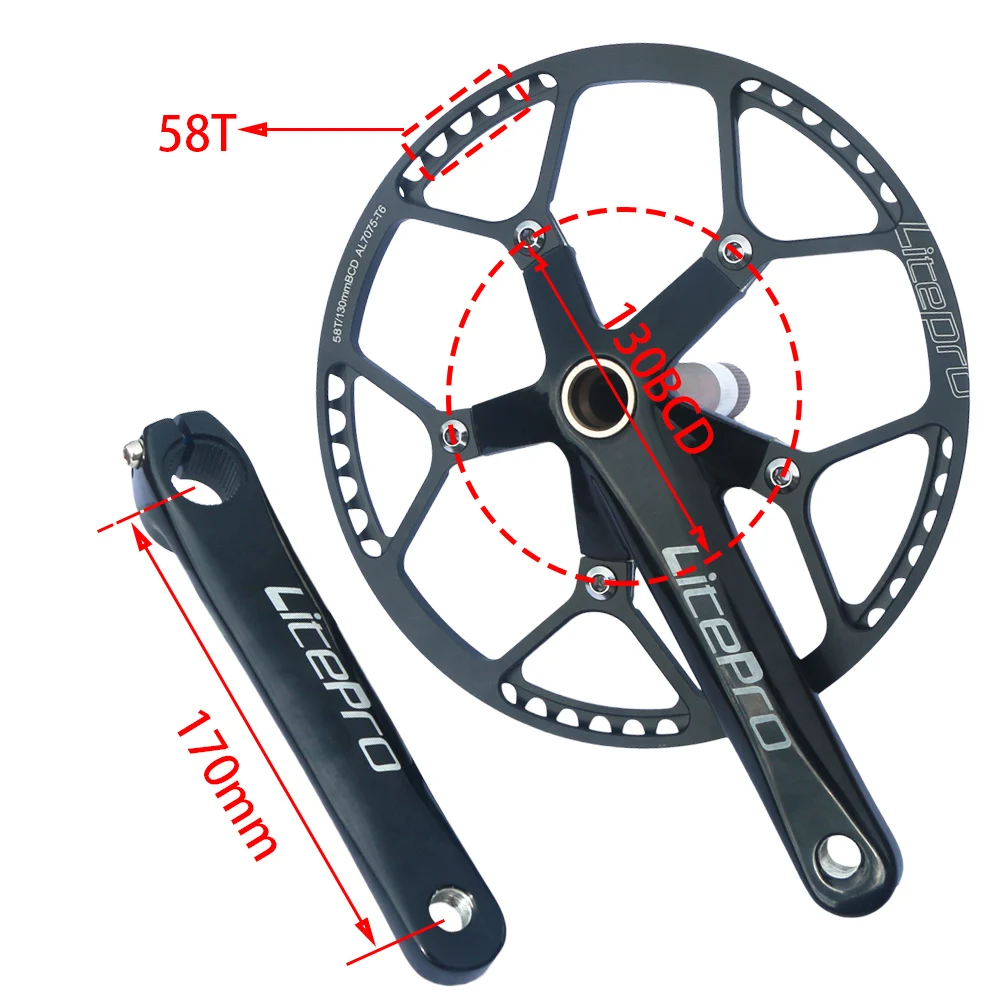 公式 折りたたみ自転車クランクセットbcd130mmチェーンセットチェーンリングbbクランクセット56tブラック Page Propertylenden Com