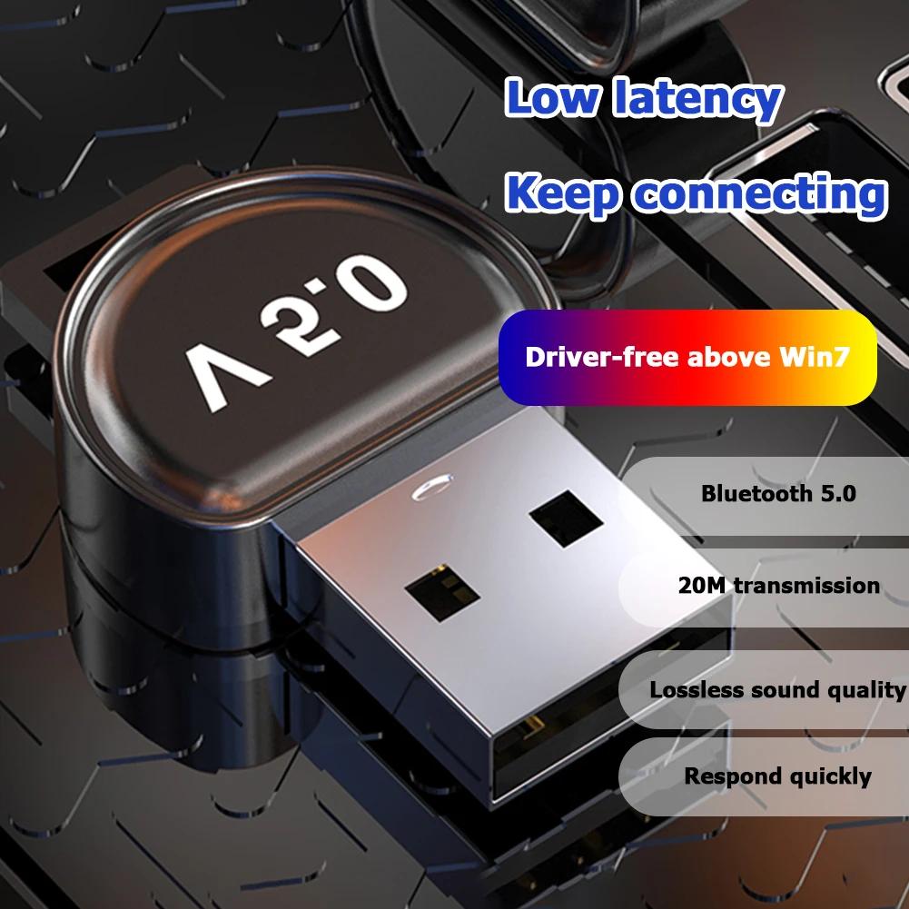 Venta caliente Mini USB 5,0 adaptador Bluetooth de Audio inalámbrico Dongle Bluetooth de música 5,0 transmisor receptor de PC para coche ordenador TV auriculares Erb1eOW8moy