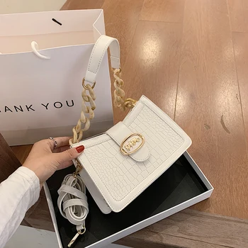 

Simple solid color crocodile chain luxury women's bag crossbody bags for women bolsos para mujer Shoulder bag sac a main femme