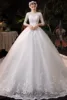 Boat Neck Wedding Gown With Train 2024 Three Quarter Sleeve Lace Up Bridal Ball Gown Robe De Mariee Vestido De Noiva Customized 6