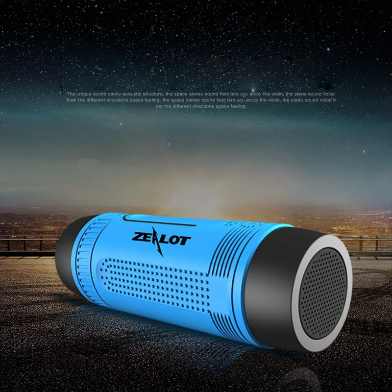 ZEALOT S1 Открытый Водонепроницаемый Bluetooth аудио 4,0 водонепроницаемый с картой беспроводной динамик для езды на велосипеде портативный динамик зарядка