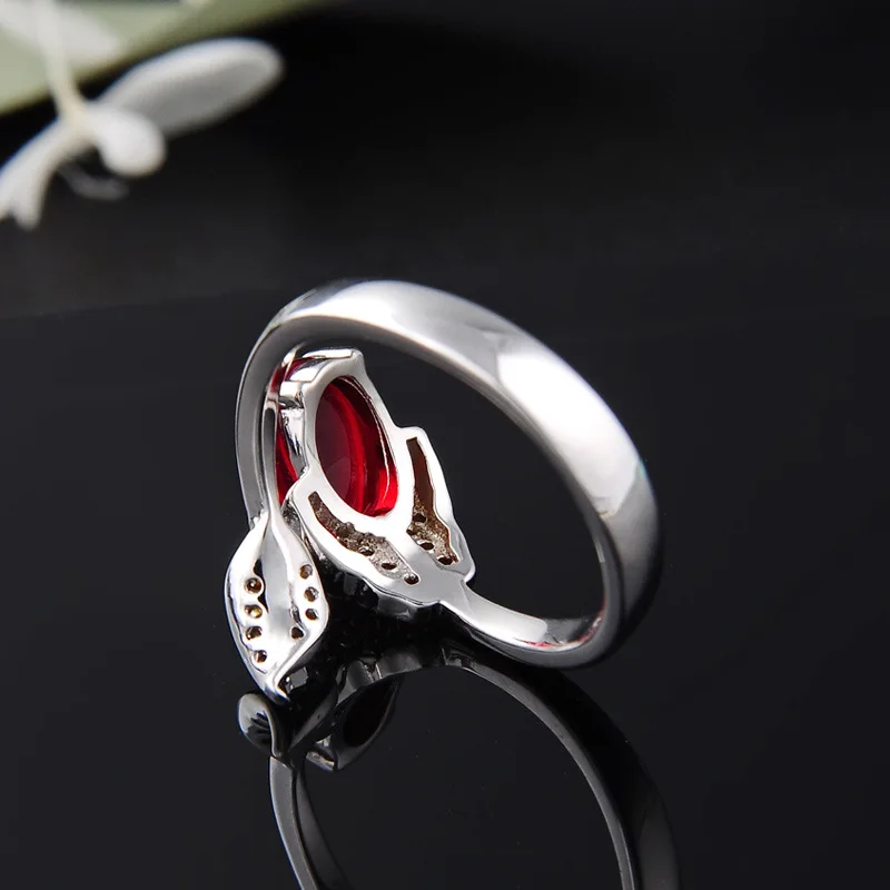 Bague Ringen, 925 пробы, серебряное кольцо, роскошный дизайн, для женщин, с 8,5*5,8 мм, создан рубиновый драгоценный камень, для девушек, вечерние, подарок