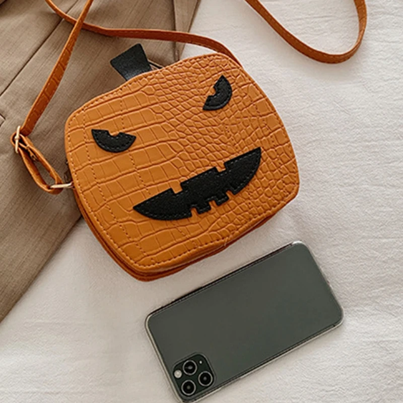 Novelty PU Leather Pumpkin Shoulder Bags for Women Halloween Crossbody Trick or Treat Purses Devil Messenger Bag | Багаж и сумки