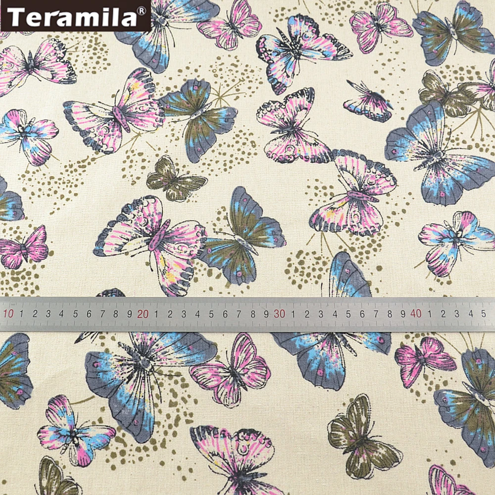 Butty Butterflies TERAMILA Cotton Linen Fabric for Upholstery Fabrics by Meters,for Sewing Tablecloth,Home Textile, by the Yard