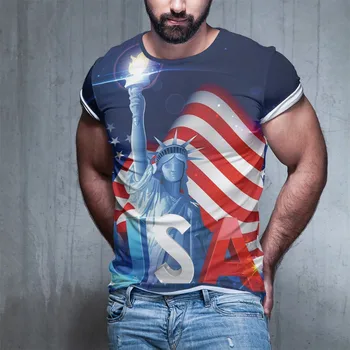 

2020 New European And American 3d T Shirt Retro Large Head White Eagle Flag Men Women T Shirt