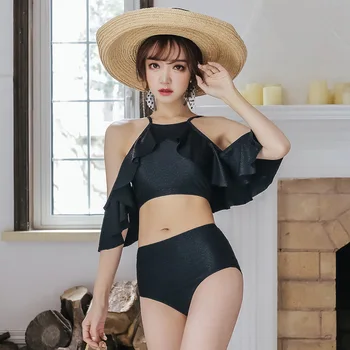 

Surfing Clothes Korea Swimwear Womens Rashguard Swimsuit For Wholes New Women Two Piece Sexy Backless Suspender With Ruffle