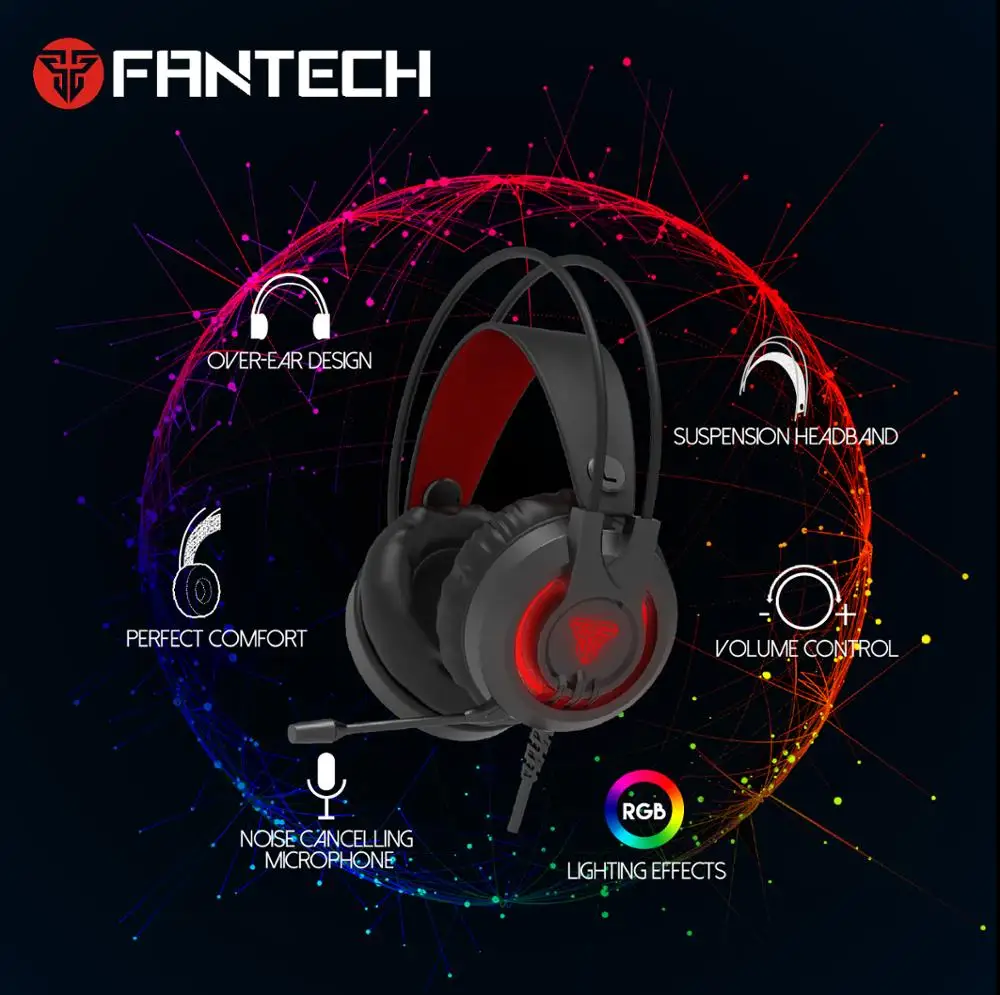 FANTECH HG20 3,5 мм разъем RGB игровая гарнитура широкие звуковые поля Регулировка громкости наушники с микрофоном для PS4 ПК плеер