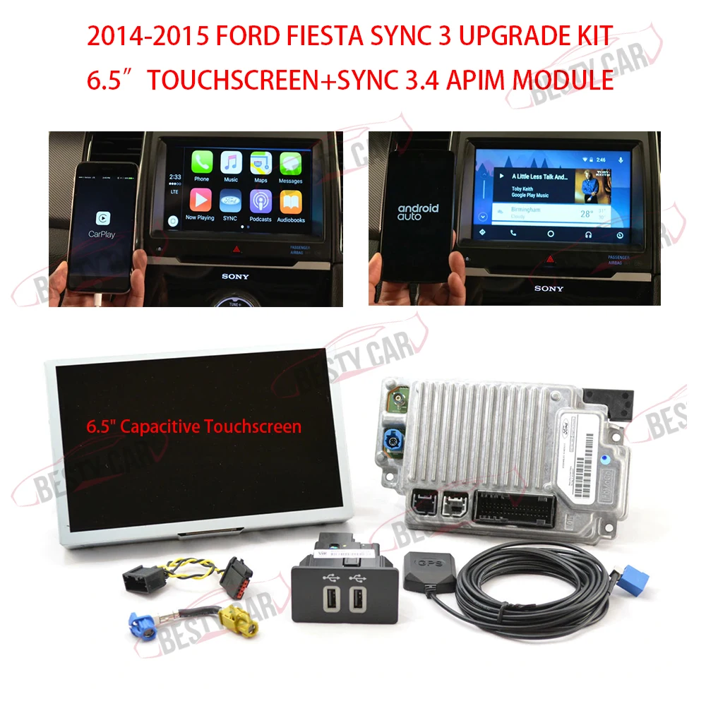 Bestycar SYNC to SYNC Upgrade Kit for 2013, 2014  2015 Ford Fiesta  6.5