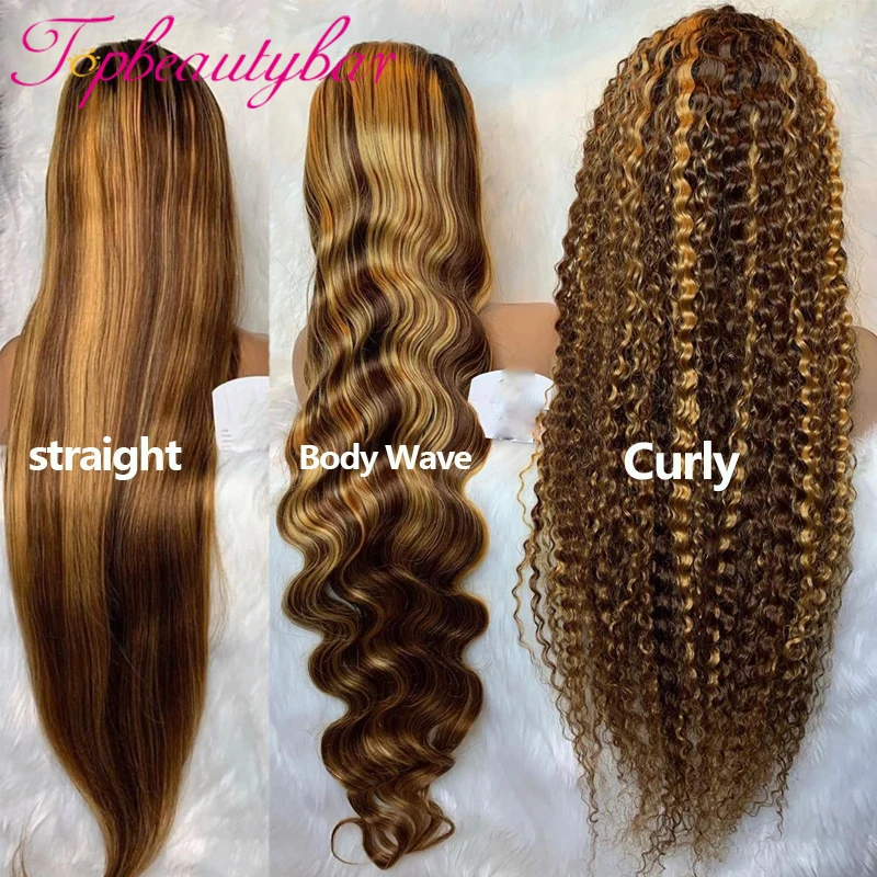 4 #27 recto rizado de la onda del cuerpo de encaje pelucas de cabello humano brasileño Remy peluca con malla frontal para las mujeres
