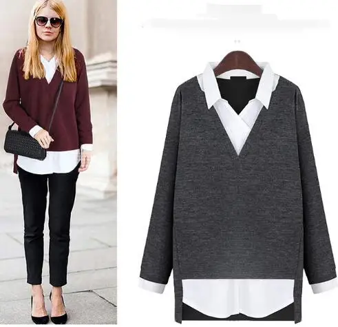 Vintage Women blouse ol White shirt Cotton Ladies Women Tops 5XL Plus Size Women Clothing Two Piece shirt CP1195