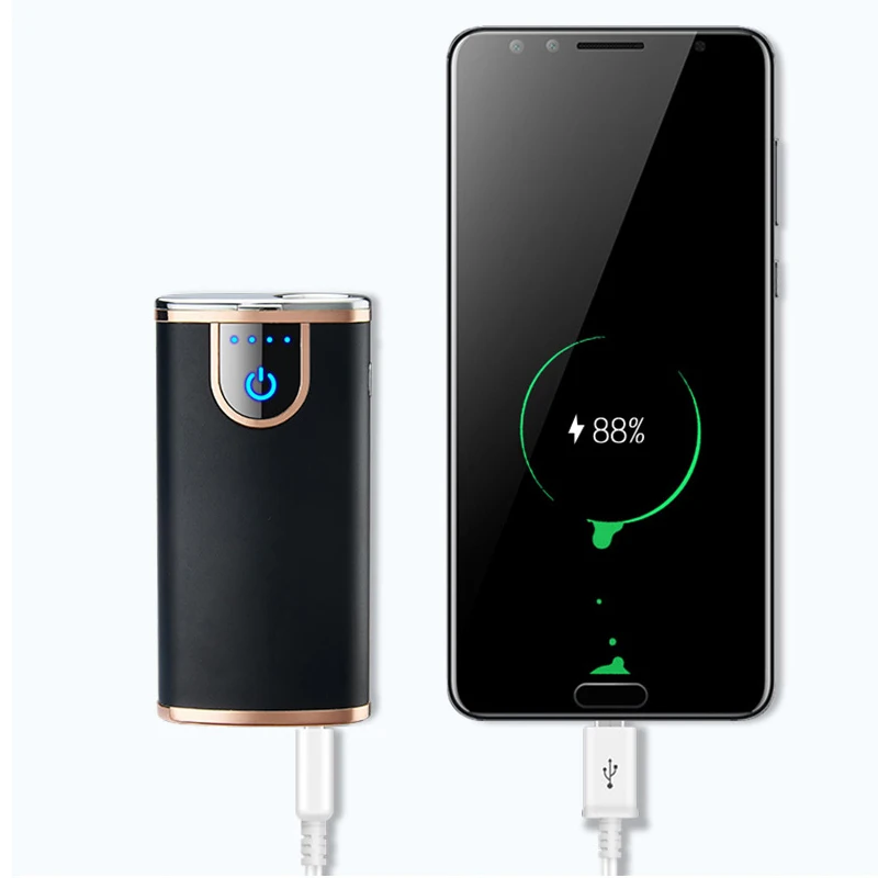 Lighter Rechargeable Windproof Cigarette Dual USB Electric Lighter Flameless Electronic Gadgets LED Spotlight Portable Charger