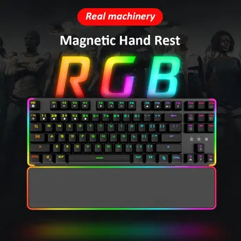 

87 keys Gaming Mechanical Keyboard OUTEMU Magnetic Hand Rest Wired Keyboard Anti-ghosting RGB/ Mix Backlit For Gamer PC Laptop