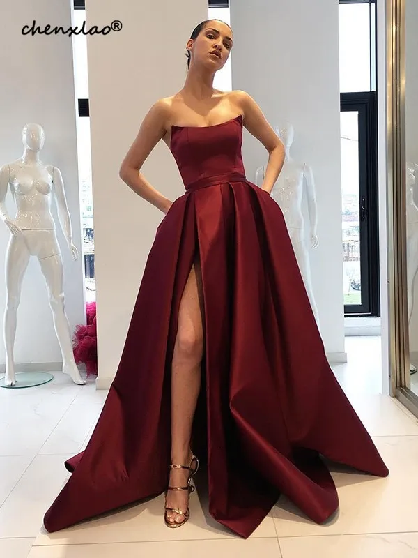 Vestido de festa брюганди вечернее платье вечерние платья трапециевидной формы высокие вечерние платья с разрезом платье для выпускного вечера Robe De Soiree