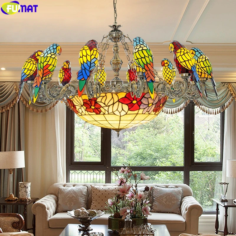 Двухслойные подвесные светильники FUMAT в стиле Тиффани люстры из витражного