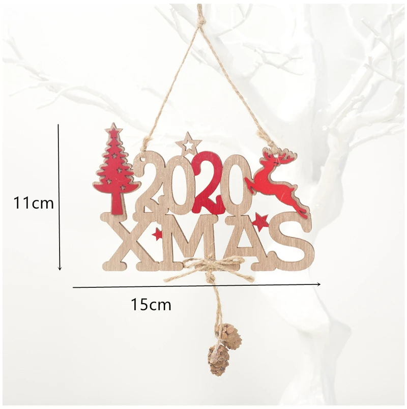 Новинка, новогоднее натуральное Рождественское дерево, Елочное украшение Noel, Рождественское украшение для дома, деревянная подвеска, подарок Navidad - Цвет: XMAS 2020