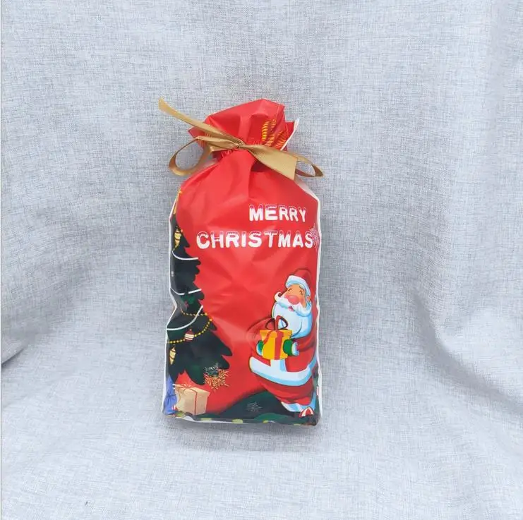 5 50Pc/Set Santa Claus Christmas Bag Cartoon Drawstring Elk Present Gift Candy Bag - Цвет: 5