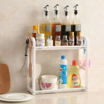 

Double-layer plastic storage Shelves kitchen desktop storage rack bathroom vanity finishing rack WJ031133