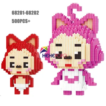 

500pcs+ 68202-68203 A Raccoon Fox Series Building Block Cartoon Particles Diy Middle Bricks Model Toys Classic Education Toys