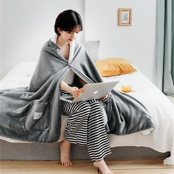 

Imitation Rabbit Fur Blanket Winter Multifunctional Warm Double-layer Thicken Blanket Fleece Shawl Blanket For Travel JF08