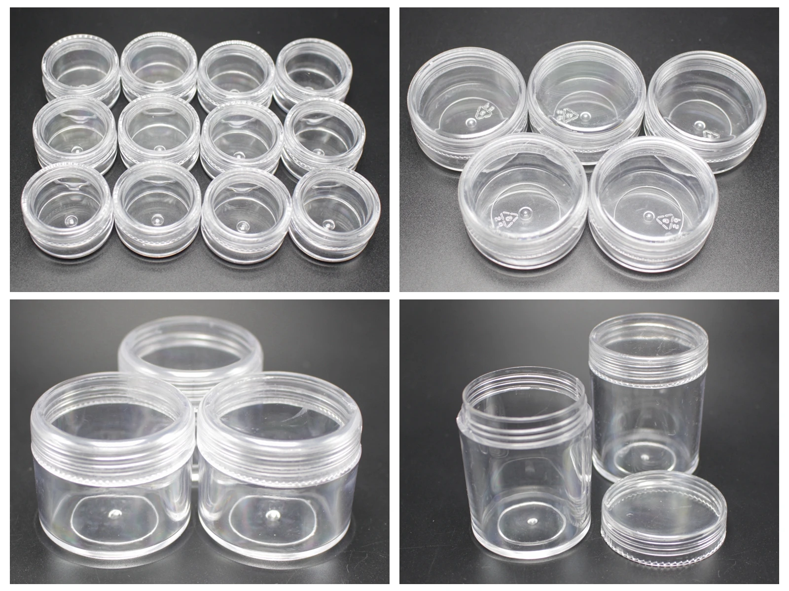 Clear Plastic Round Box Jewelry Beads Empty Storage Case Small Container Jars plastic storage box