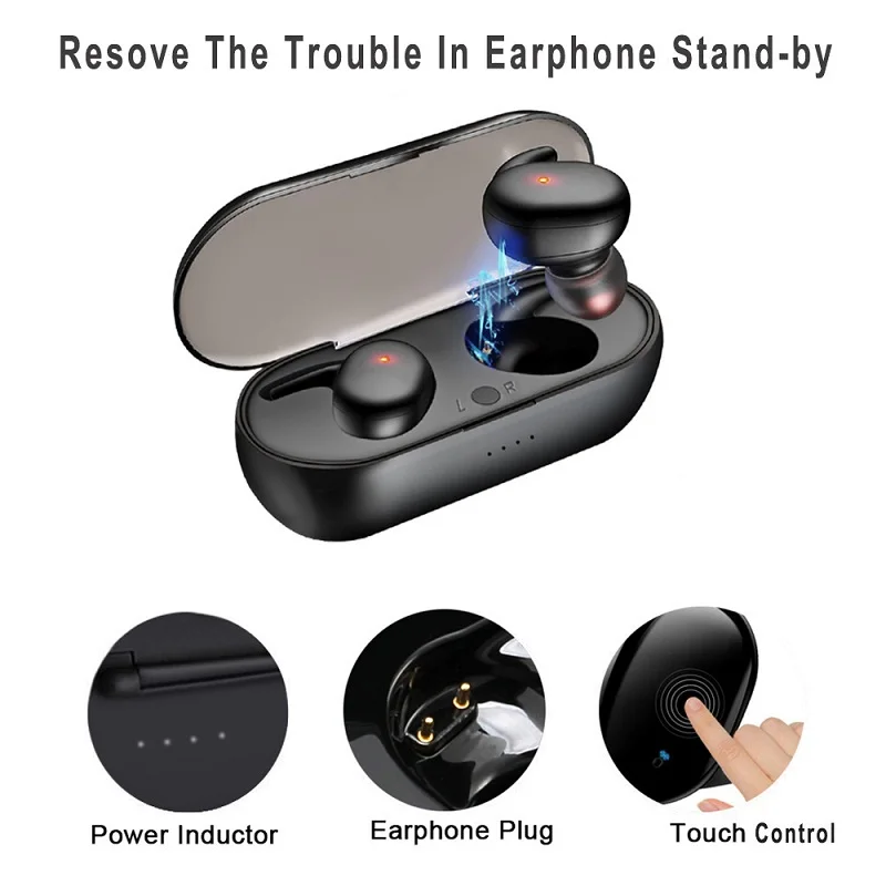 Bluetooth V5 0 Touch Headset TWS True Wireless Dual Earbuds Earphones Sports Waterproof Earbuds Headsets With Mic for cellphone
