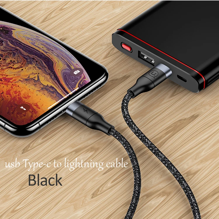 USAMS 2 в 1 для usb c к Lightning зарядный кабель для iPhone xs max xr 8 7 6 5 11 ipad pro macbook быстрое зарядное устройство pd кабель 60 Вт 3A - Цвет: C to lightning Black