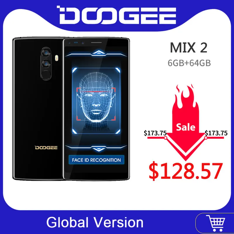 Doogee MIX 2 Android 7.1 4060 мАч 5.99 ''FHD+ helio P25 Восьмиядерный смартфонов Quad Камера 16.0+ 13.0 Мп 6 ГБ Оперативная память 64 ГБ Встроенная память