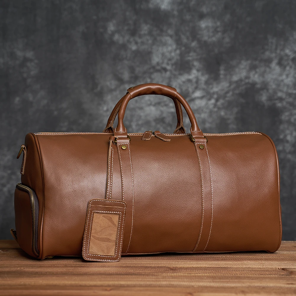ZRCX Natural Cow Skin Travel Bags Men's Leather Overnight Bags Hand Luggage Men Male Weekend Bag Business Man 50cm