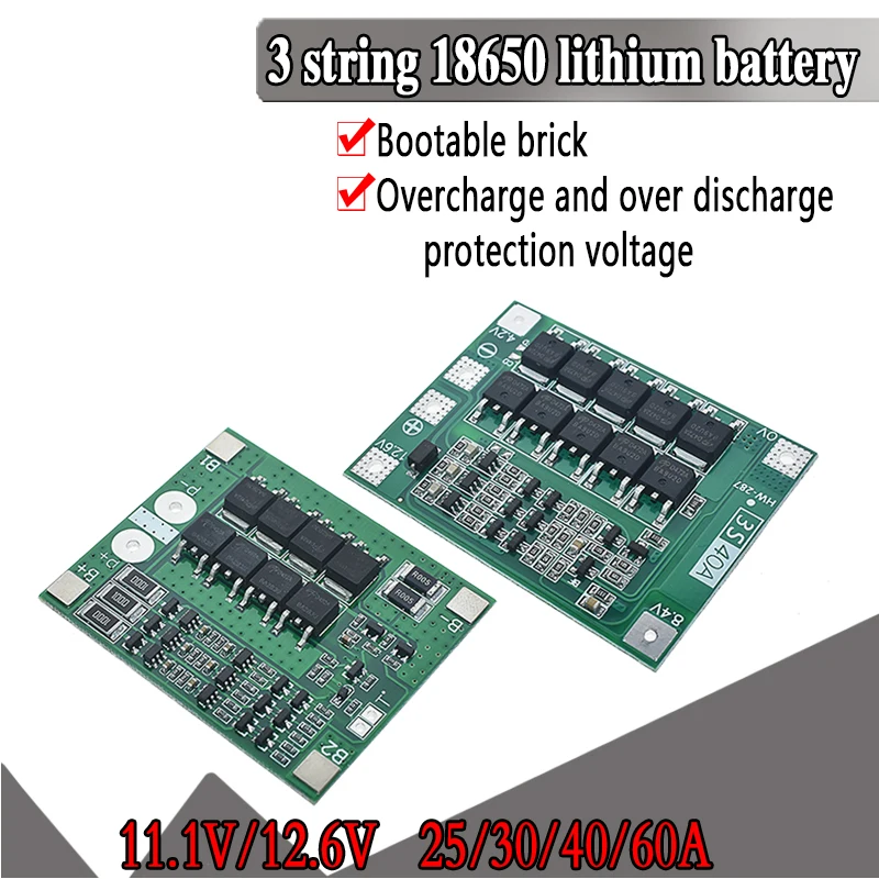 Защитная плата 3S 25A 40S Li Ion 18650 BMS PCM bms pcm с балансом для литий ионного аккумулятора