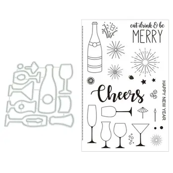 

Wine Glass Cutting Dies Clear Stamp for DIY Scrapbooking PaperCard Embossing