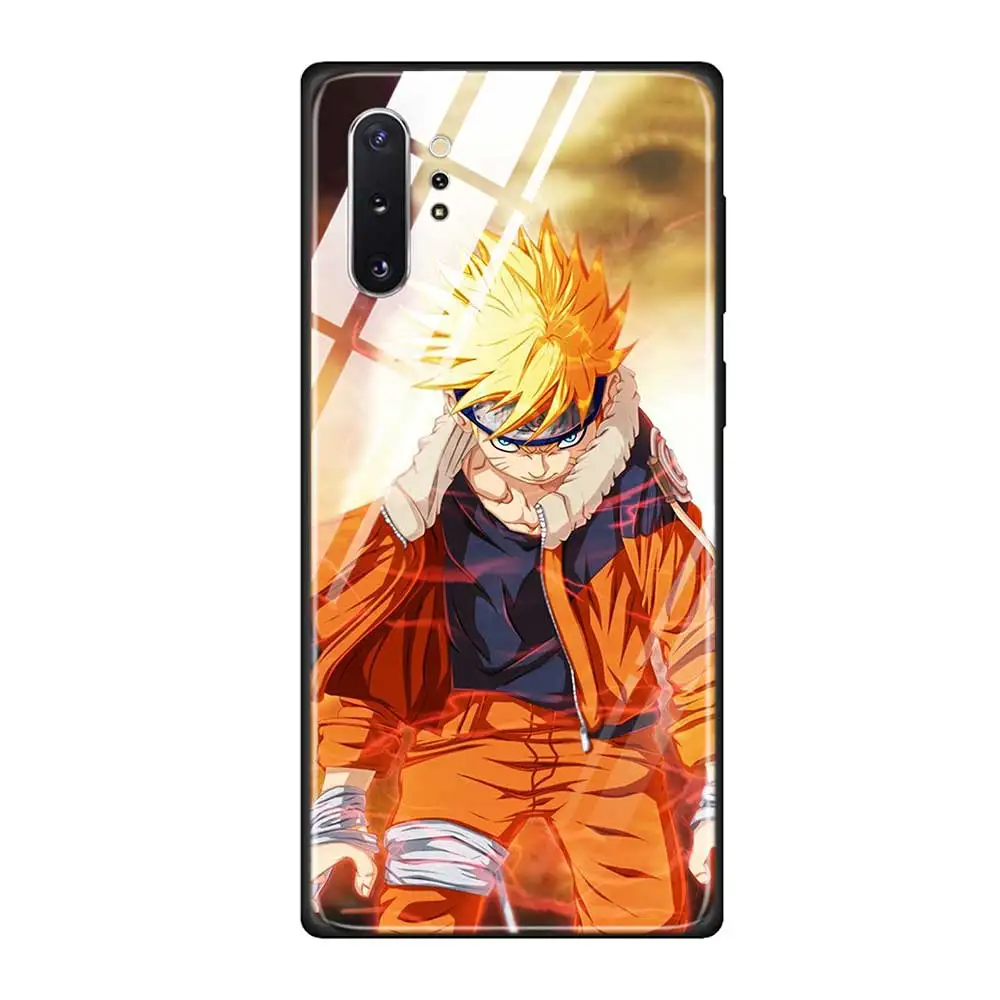 Чехол для телефона из закаленного стекла для Samsung Galaxy S10 S10E S9 S8 Note 9 10 105G Plus A50 A30 TPU Мягкий край чехол аниме Наруто - Цвет: T18