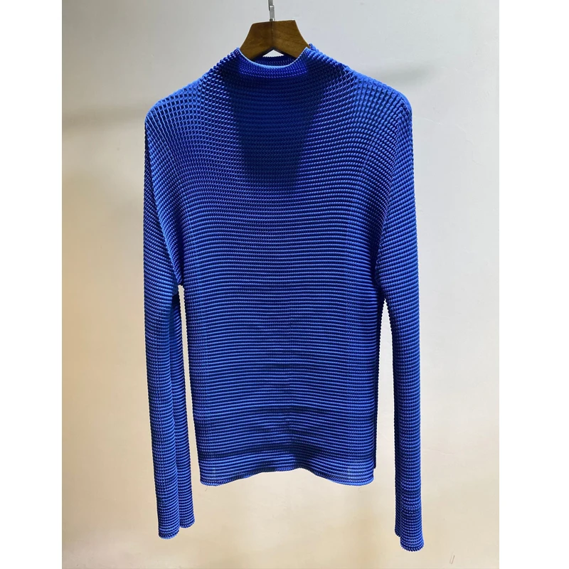 Changpleat, новинка, женские водолазки, топы, Miyak, плиссированные, модные, одноцветные, длинный рукав, тройник, большие, эластичные, дикие, приталенные футболки, T98035