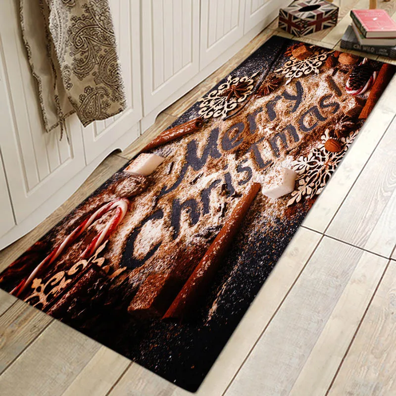 Christmas mat 2 Рождественский коврик, Рождественский игровой коврик, Рождественская Праздничная декорация, водопоглощающая, нескользящая фланелевая печатная площадка - Color: Christmas mat 2