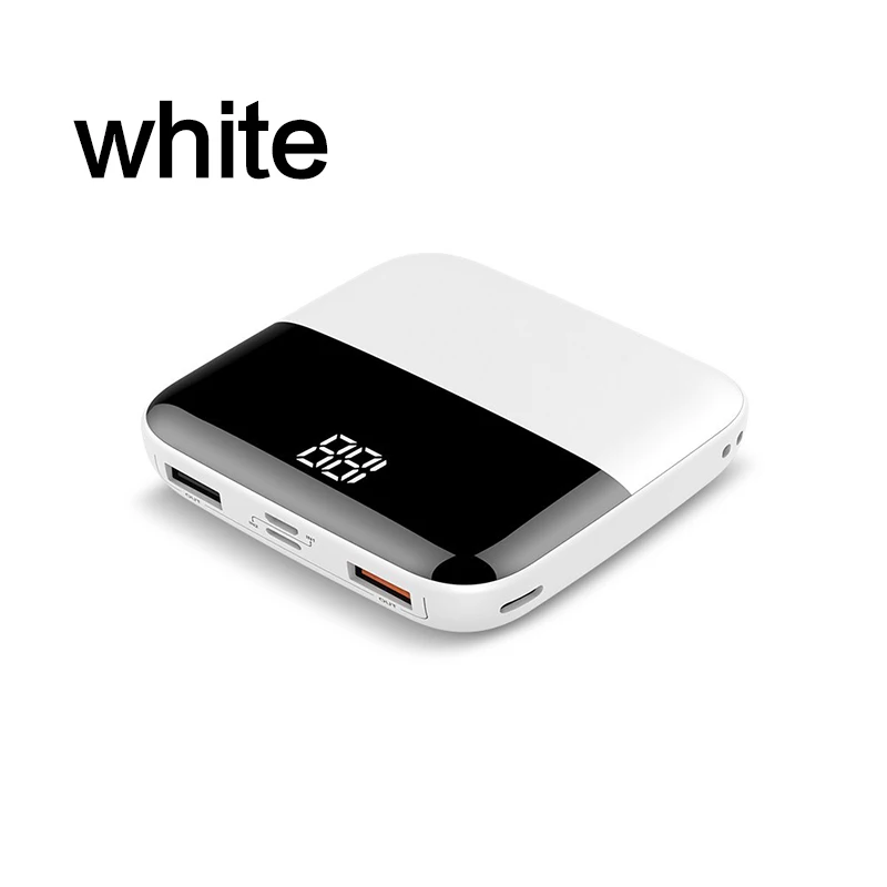 white Ультра тонкий внешний аккумулятор 20000 мАч, двойной USB светодиодный внешний аккумулятор с цифровым дисплеем, 2,1 А, быстрое портативное зарядное устройство, внешний аккумулятор для путешествий - Цвет: white