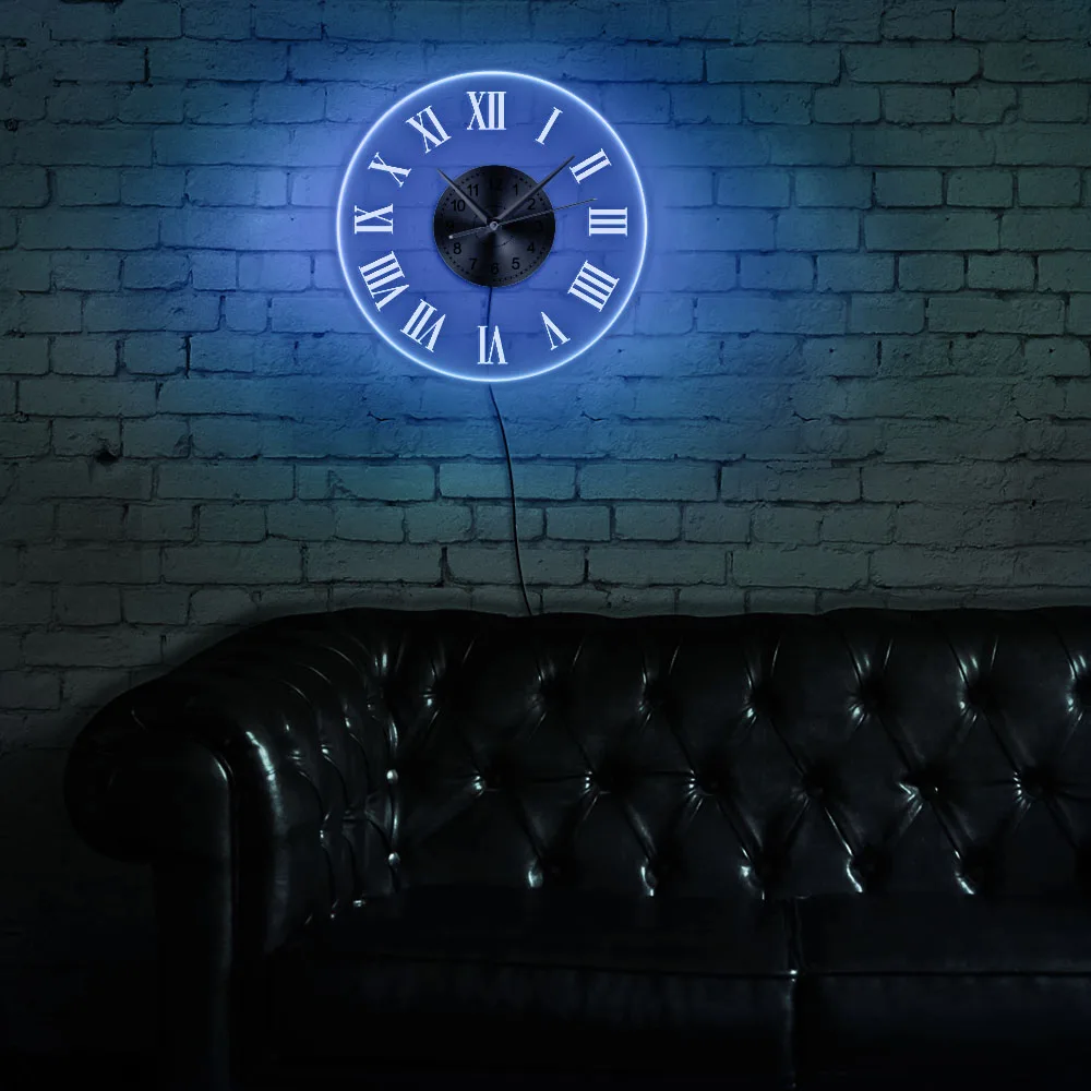 Винтажные римские цифры дизайн с подсветкой акриловый настенные часы светодиодный настенные часы с подсветкой современный ночник римские