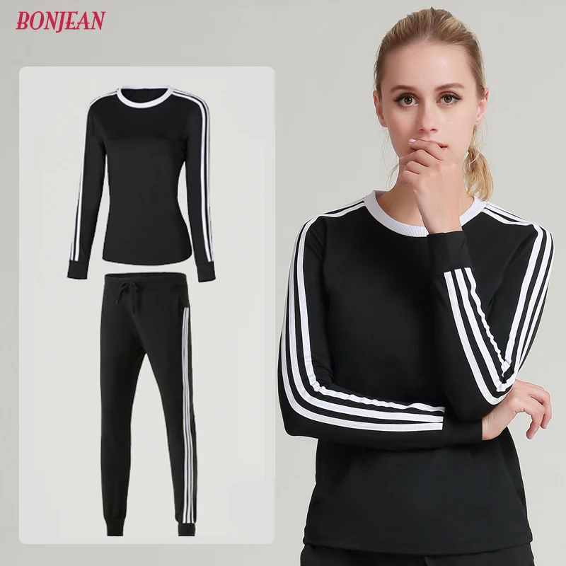 

2019 Women 2 Pcs Set Sweatshirts Joggers Sport Suits Sportswear Cycling Jersey High Wicking Quick Drying Fabric Tracksuit