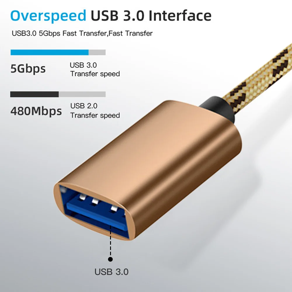 2 в 1 type-C OTG к USB 3,0 интерфейс OTG Кабель-адаптер быстрая передача соединитель конвертер нейлоновая оплетка Кабель