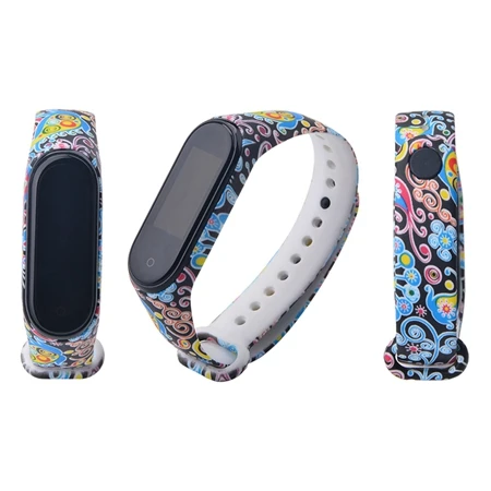 Peacock screen Mi band 3 4 ремешок Камуфляжный силиконовый универсальный ремешок для Xiaomi mi Band 4 3 band 4 Band 3 браслет с мультяшным принтом из ТПУ - Цвет: Peacock screen