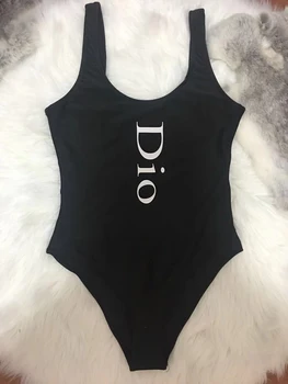 

Summer New Fashion Adult Swimming Suit Women Female One-Piece Solid Color Letters Ladies' Swimwear Swimsuit