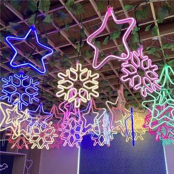 

Led Flexible Lights Five-point Star Decorative Lights Outdoor Waterproof Hanging Tree Lanterns Christmas Day Snowflake Lights