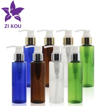 

High-end hot-selling 1pcs Free Shipping 100ml Plastic bottle with Shinny golden aluminum shell shampoo lotion dispenser pump