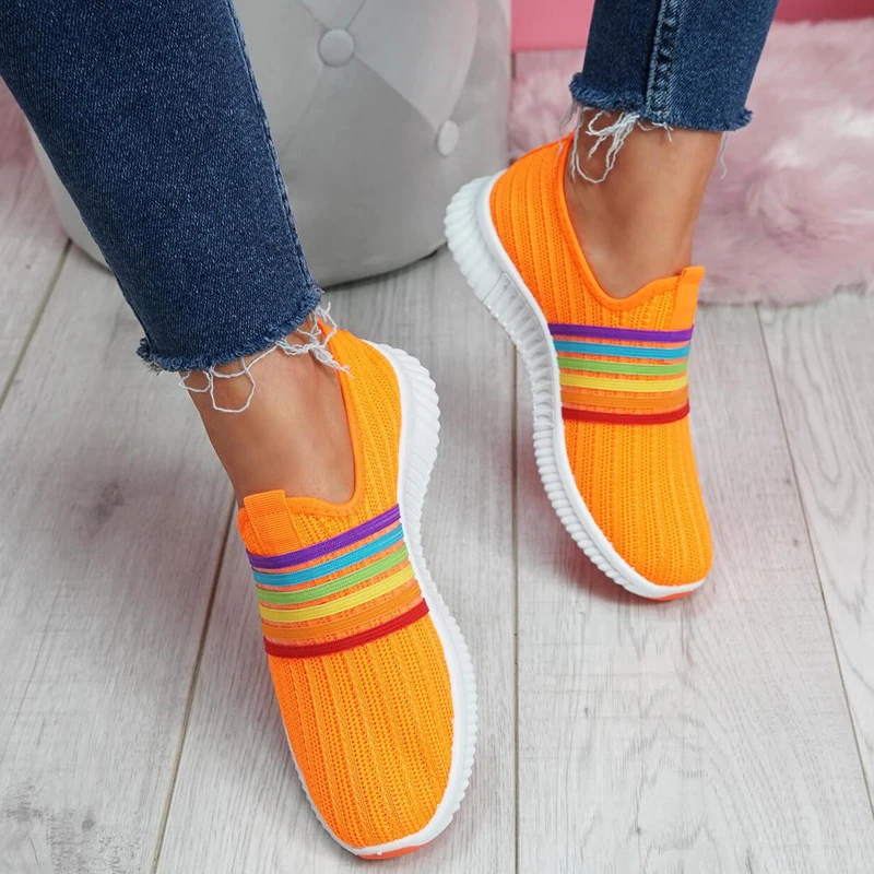 Sneakers Shoes Breathable Casual Flat-Sock Slip-On Plus-Size Mesh
