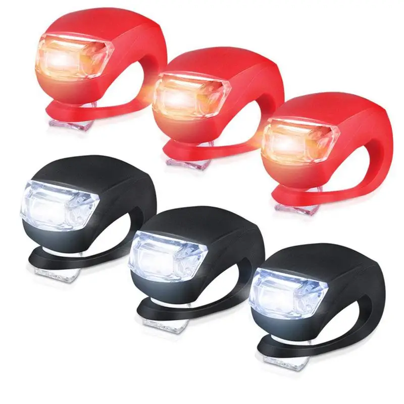 Silicone Light Bike Lamp, 6 pcs LED Bike Light Set (3x LED White & 3x LED red light) Flashlight Flashlight for Mountainbikes Cam