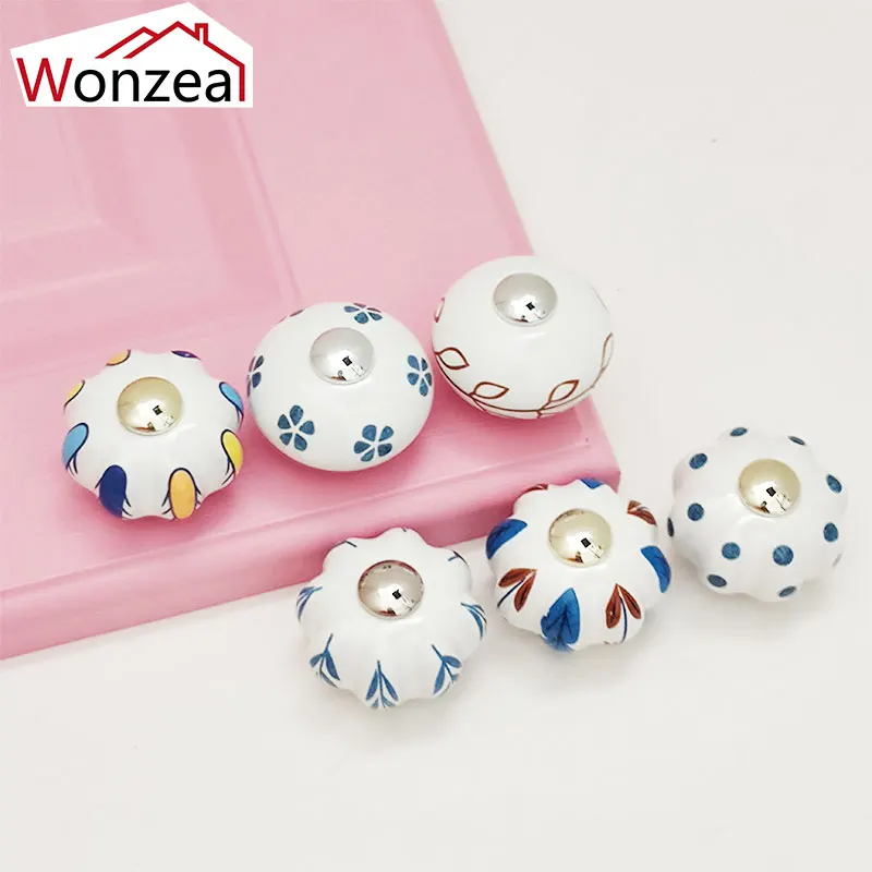

1PCS Cute Ceramic Handles Drawer Cupboard Cabinet Knobs Children Dresser Handles With Screws Furniture Handles