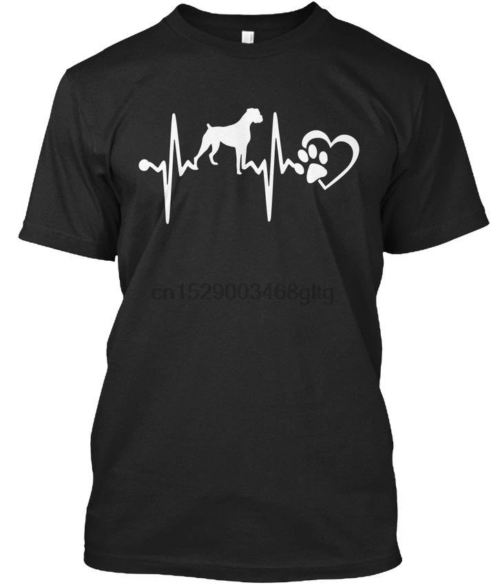 

2019 Summer T Shirt O-Neck Fashion Casual High Quality Boxer Dog Heartbeat T S Stylisches T-Shirt Printing Shirt