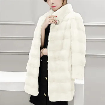 

Mink Coats Women 2019 Winter New Fashion Pink Faux Fur Coat Elegant Thick Warm Outerwear Fake Fur Jacket Chaquetas Mujer O14