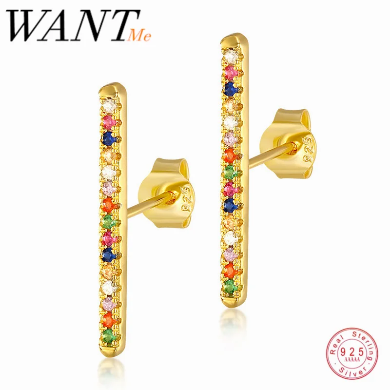 Женские Геометрические серьги гвоздики WANTME длинные из 100% серебра 925 пробы с