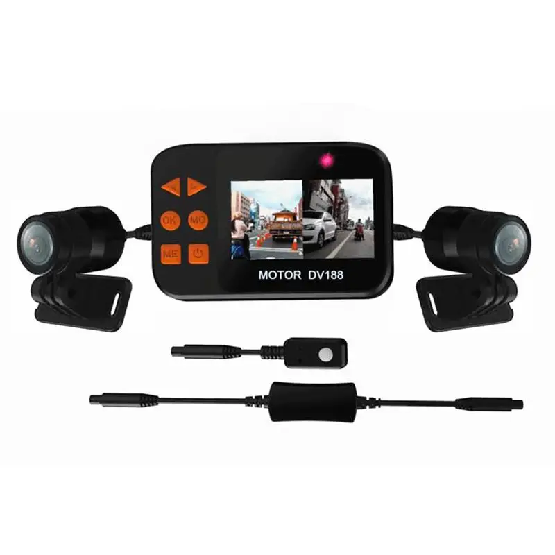 

1080P Motorcycle Driving Recorder 130 Degree Double Waterproof Lens with G-sensor Loop-cycle Recording Motorbike Dash Cam QQ
